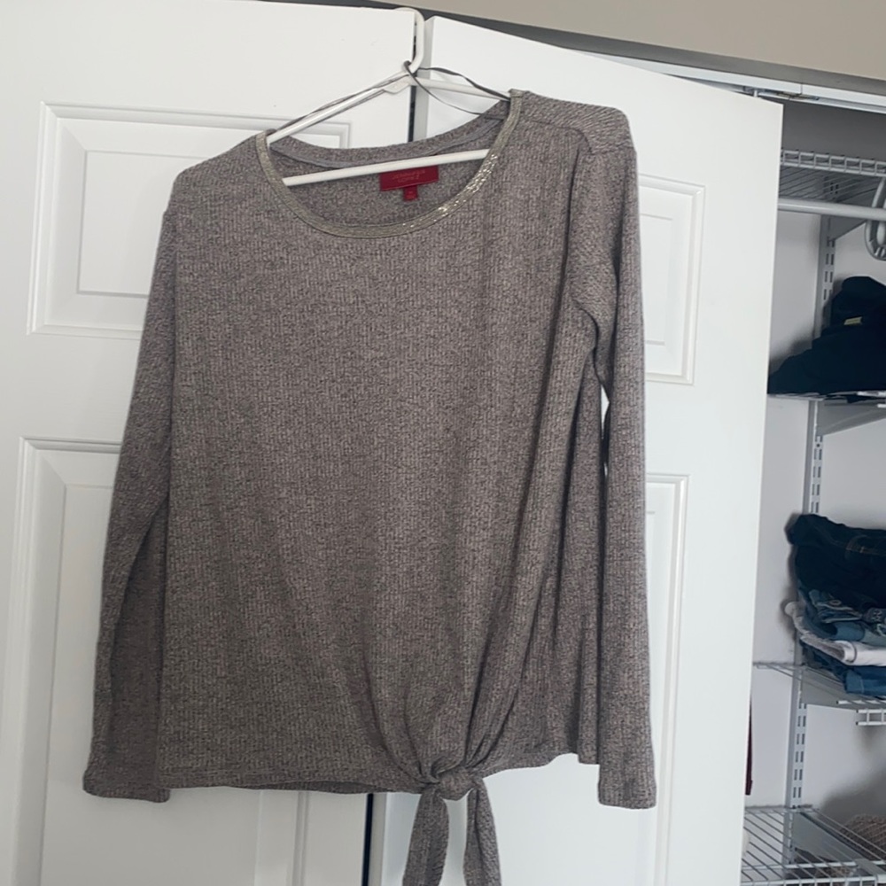 Jennifer Lopez front tie sweater